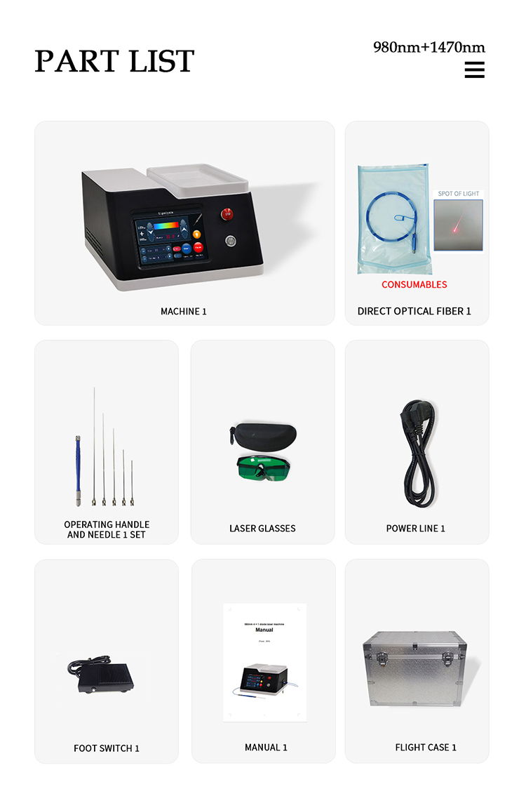 Budget Friendly Endoitfing 980nm/1470nm Diode Laser Lipolysis System for Abdomen Fat Removal Facial Body Lifting 3 Wavelength