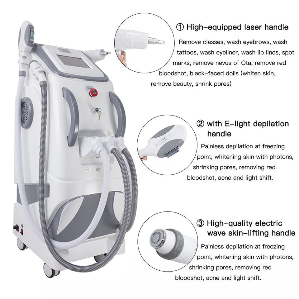 3 in 1 Multifunctional Beauty Machine High Quality Opt Laser Hair Removal ND YAG Laser RF Hair Removal Device Pico Laser
