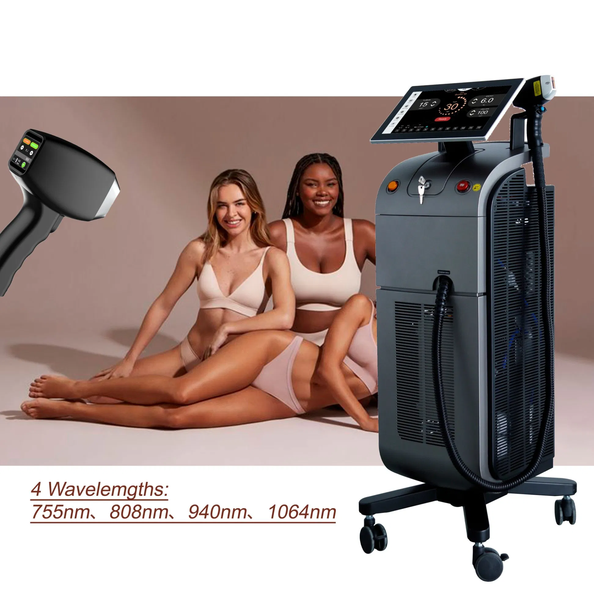 Weifang Km Ai-Powered 1600W 3-Wave Diode Laser System for Commercial Use Painless Hair Removal Skin Rejuvenation Laser 2400W