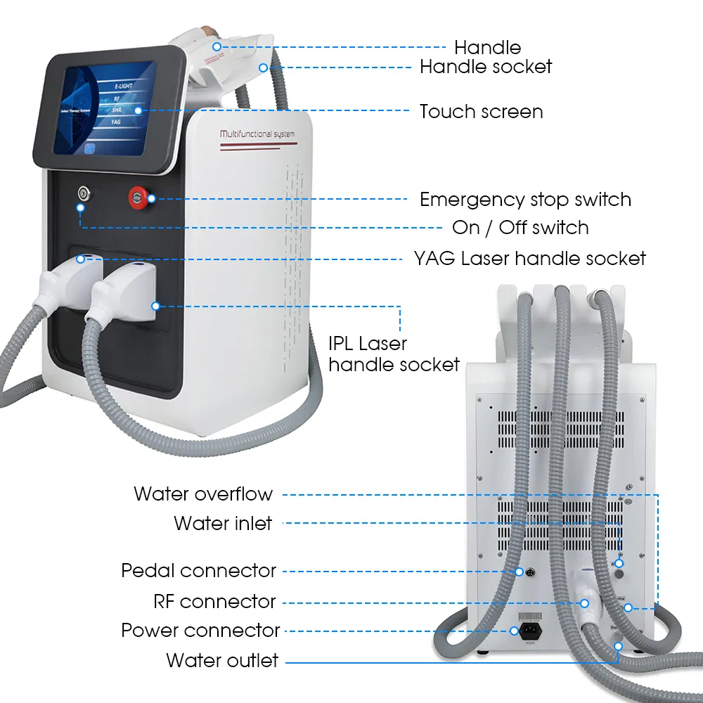 Water Air Semiconductor Cooling System 3 in 1 IPL RF Laser Hair Removal Machine