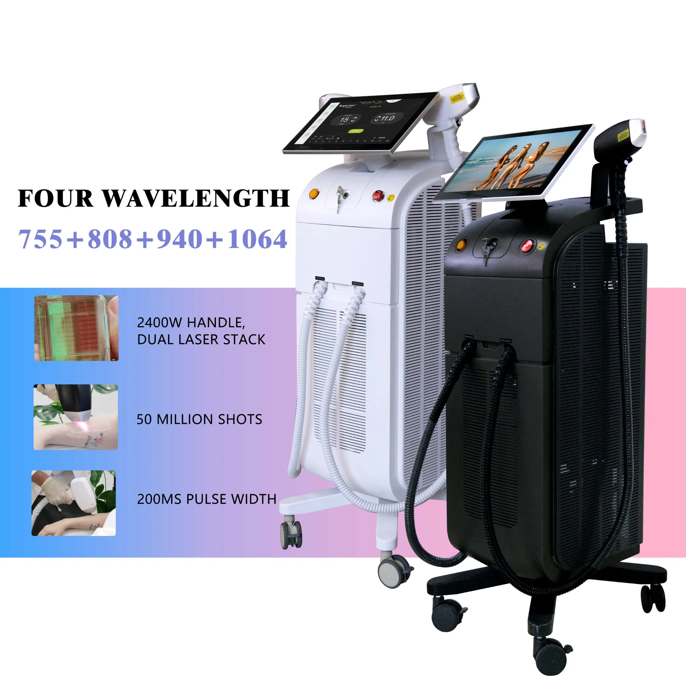 Weifang Km Ai-Powered 1600W 3-Wave Diode Laser System for Commercial Use Painless Hair Removal Skin Rejuvenation Laser 2400W