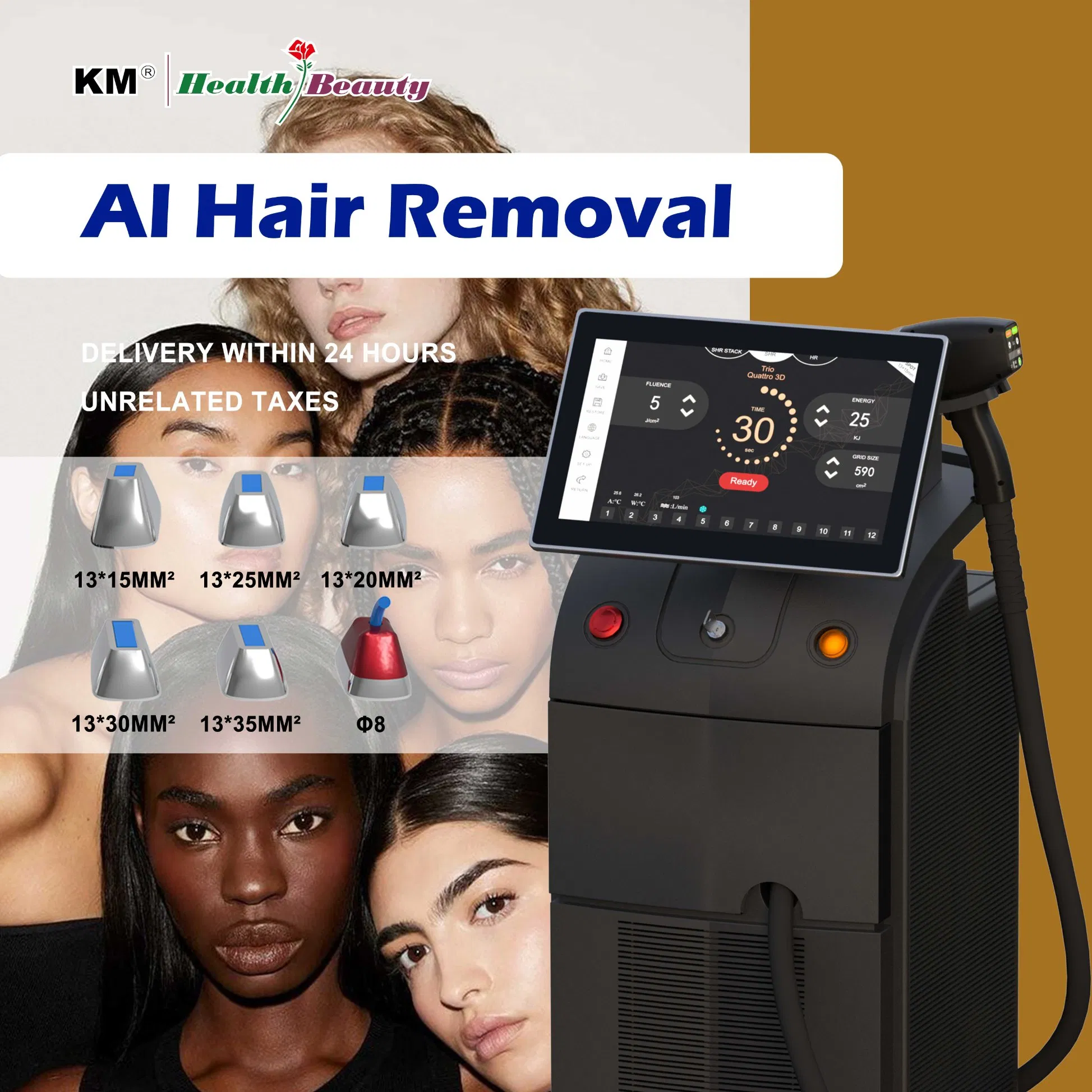 Km 808nm Diode Laser 755 808 1064nm Triple Wavelength Hair Removal for Fitzpatrick Skin Types I-VI