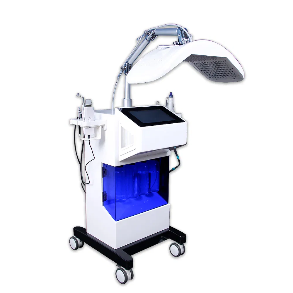 Facial Cleaning Beauty System Machine Skin Care Hair Care Equipment Ultrasound RF Bio Skin Scrubber Device PDT Therapy