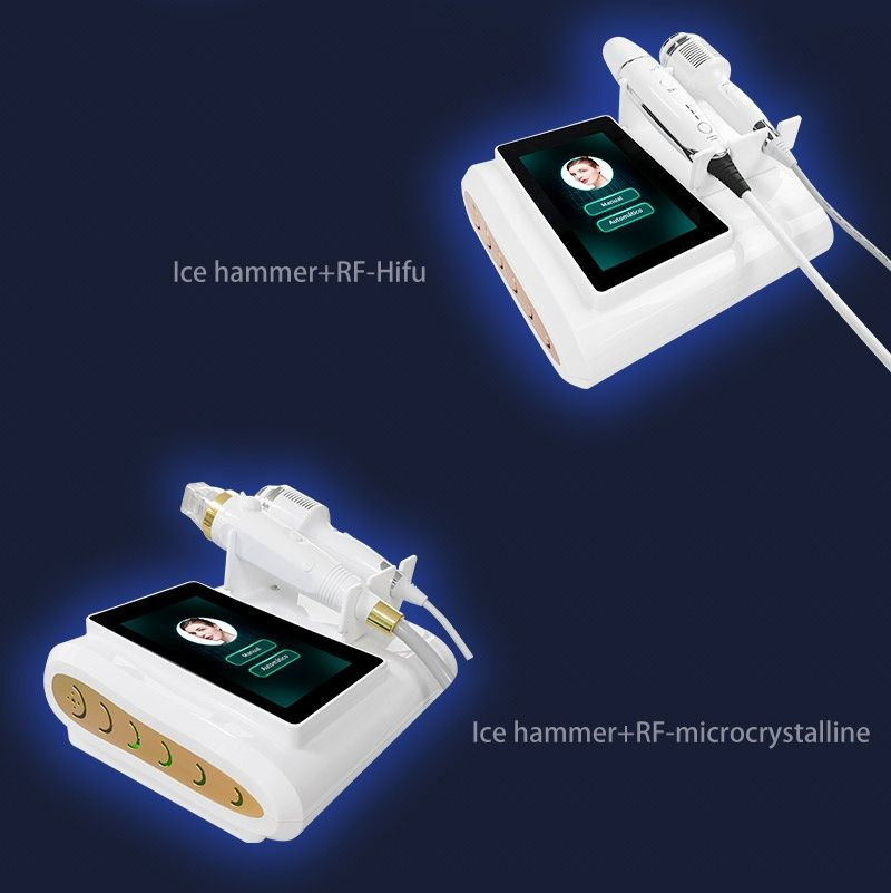 Gold 3-in-1 Skin Treatment Device with RF-Hifu and Ice Hammer