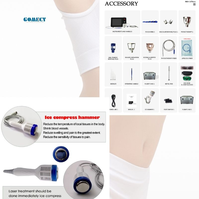 Gomecy Portable Acne Treatment Endolaser Evlt 980 with 1470 Endolifting Gomecy Facial Laser Diode Machine for Hemorrhoids Desktop Style