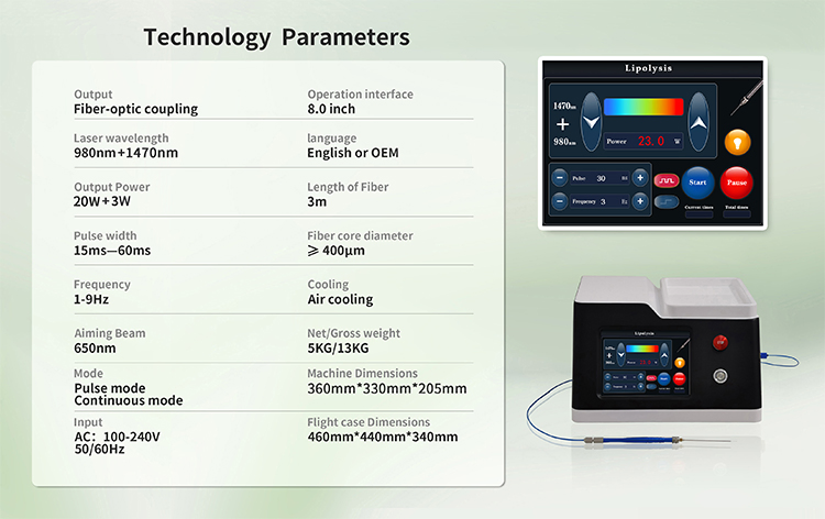 Budget Friendly Endoitfing 980nm/1470nm Diode Laser Lipolysis System for Abdomen Fat Removal Facial Body Lifting 3 Wavelength