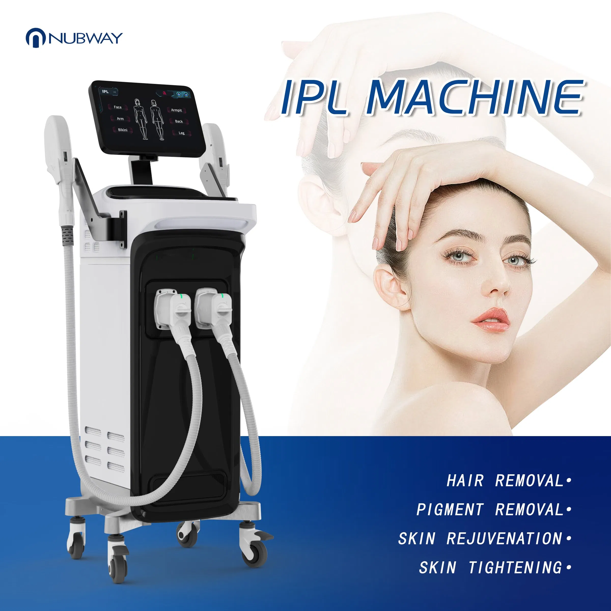 Nubway High Quality Medical 3000W E Light Acne Treatment Skin Rejuvenation Opt IPL Hair Removal Machine with Two Different Spot Sizes