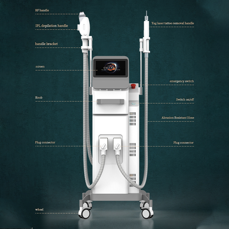 3 in 1 ND YAG Pico Laser IPL Hair Removal RF Machine Skin Rejuvenation and Removal Age Spots Hemorrhoids Facial Warts