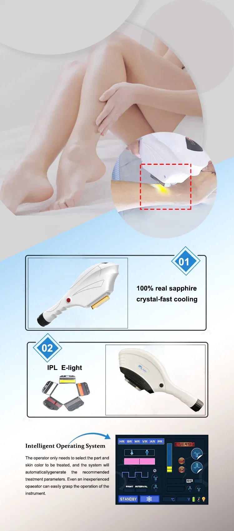 Hot Selling New Arrival Portable 2 Handpiece IPL+Opt+Shr Super Hair Removal Machine IPL