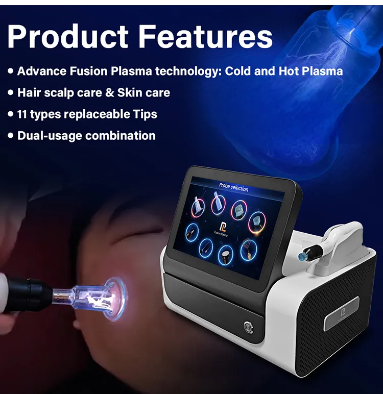 8 in 1 Skin Tightening Hot and Cold Fusion Plasma Skin Care Machine Features