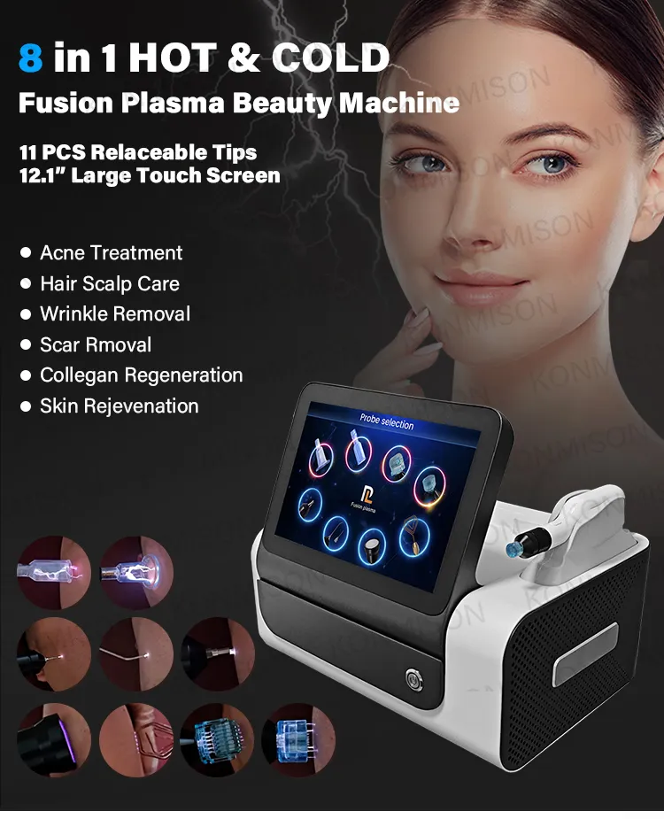 8 in 1 Skin Tightening Hot and Cold Fusion Plasma Skin Care Machine