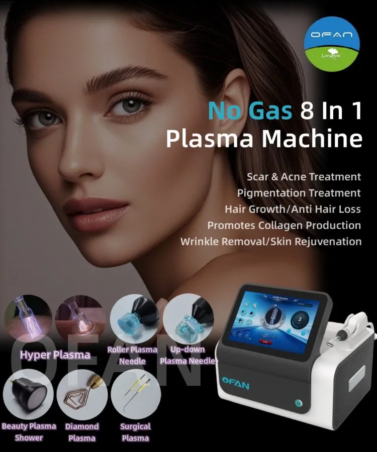 Ofan Professional Cool Plasma Pen Microneedle Roller Machine Cold and Warm Helium Argon Gas Skin Tightening Cold Plasma