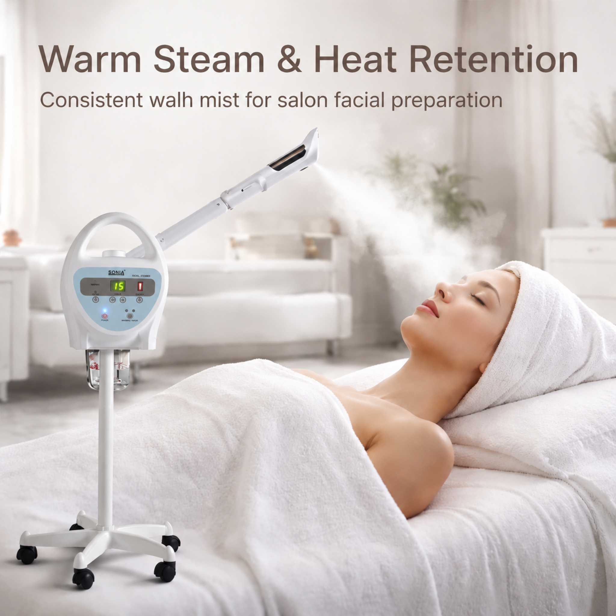 New Beauty Ozone Facial Vaporizer Cosmetic Digital Ozone Facial Steamer With Stand Skin Deep Cleaning Machine