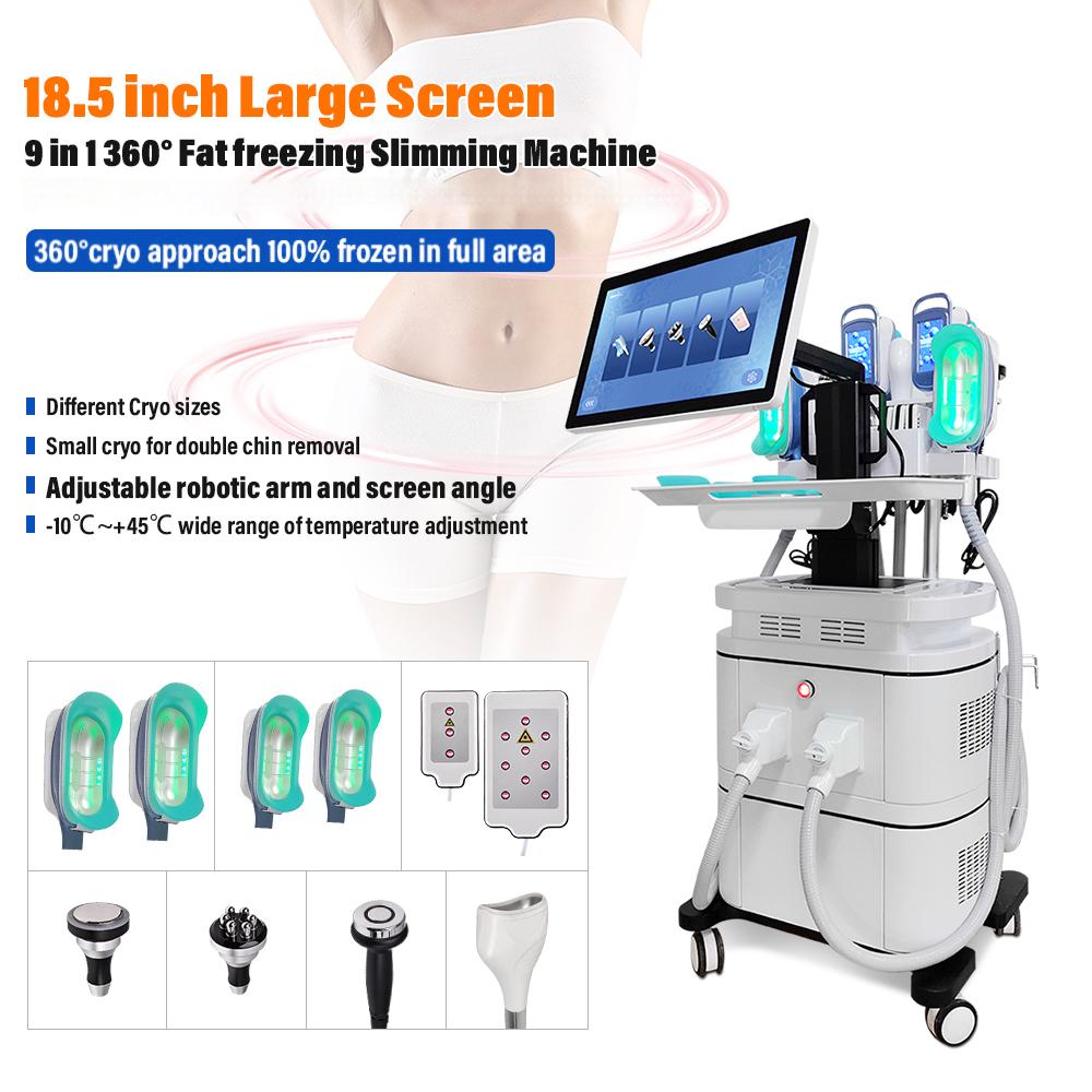 Large Screen Pro 9in1 360 Cryolipolysis Slimming Lipolaser Rf Fat Freeze Cool Body Sculpting Machines Criolipolisis