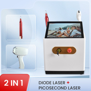 2 1 Professional Q-Switched NdYag Laser Machine 3000W Portable 1064nm/532nm Wavelengths Air/Water Cooling for Skin Tattoo Hair