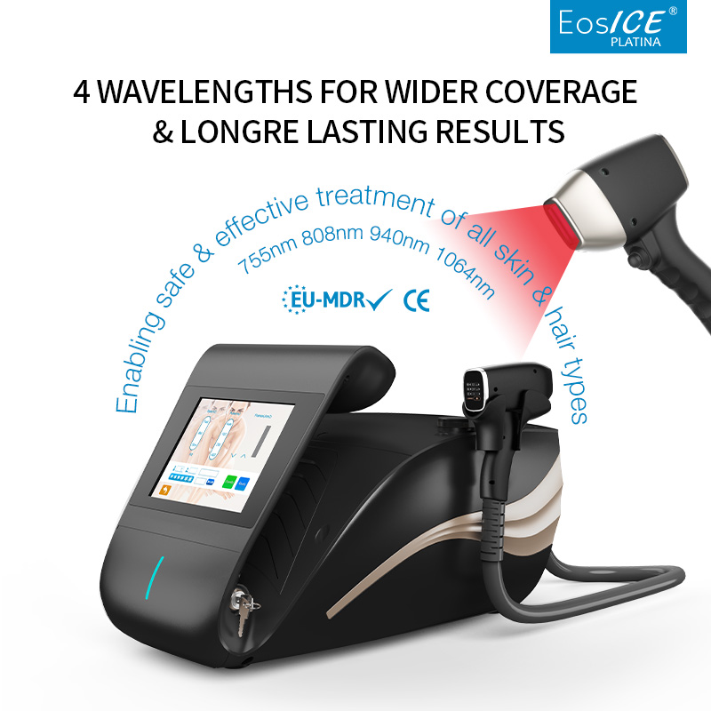 Eos ICE Portable 4-Wave 808nm Diode Laser Hair Removal Machine OEM Desktop Painless Permanent Hair Removal Device
