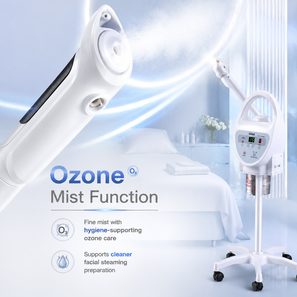 New Beauty Ozone Facial Vaporizer Cosmetic Digital Ozone Facial Steamer With Stand Skin Deep Cleaning Machine