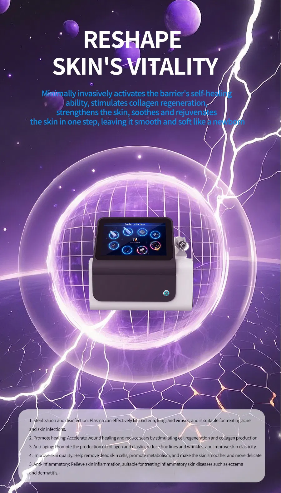 Skin Treatment Machine Scalp Care Jet Plasma Wrinkle Removal Skin Tightening Machine