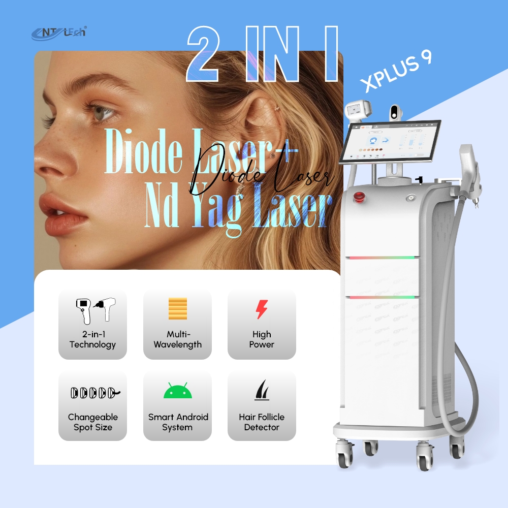 UNTlaser 2 in 1 808nm Diode Laser Nd Yag Laser Hair Removal Tattoo Removal Machine