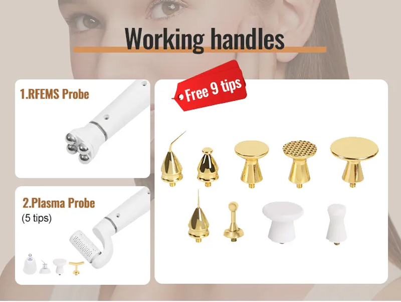Newest 3 in 1 Plasma EMS RF Acne Removal Ozone Plasma Eyelid Neck Face Lift Plasma RF Skin Tightening Rolling Machine