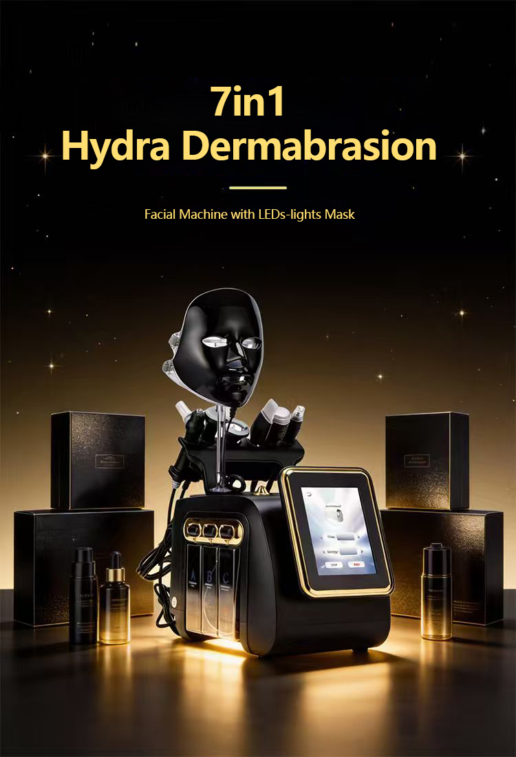 New Arrival 7 In 1 Desktop Hydra Beauty Facial Skin Care Blackhead Removal Machine With LEDs-lights Mask