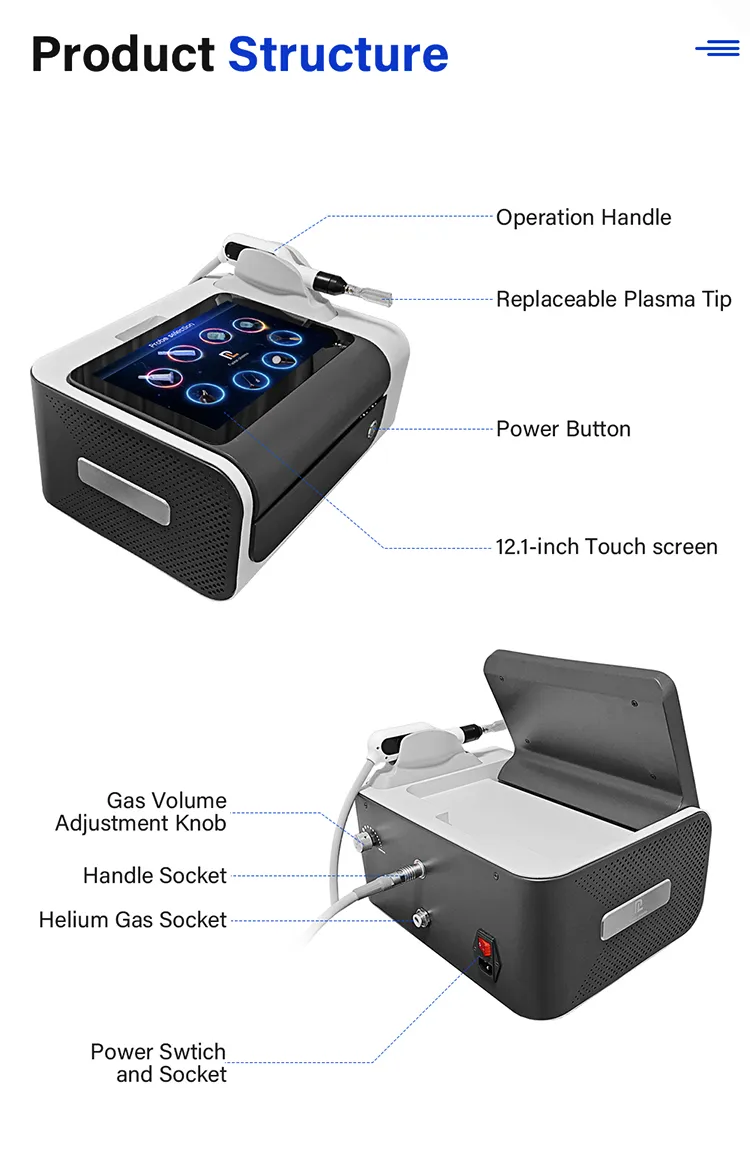 8 in 1 Skin Tightening Hot and Cold Fusion Plasma Skin Care Machine Product Structure
