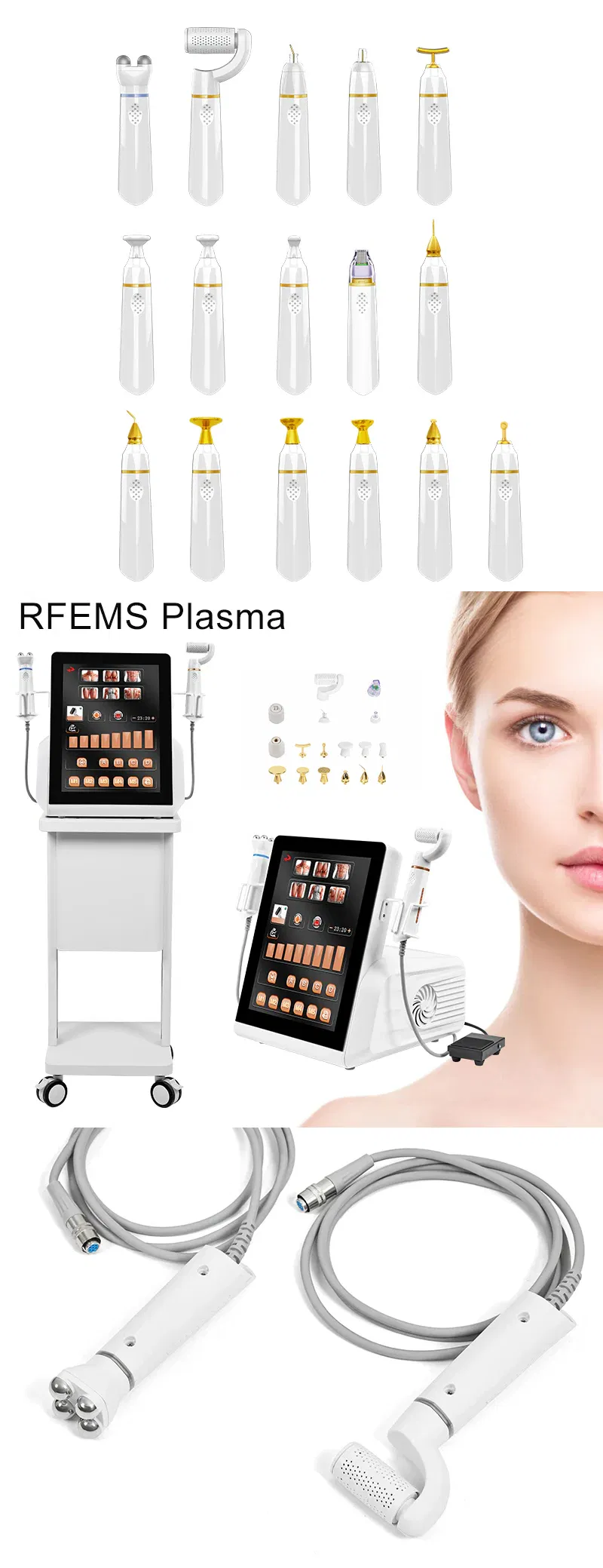 3 in 1 EMS Plasma Jet and Microneedling RF Cold Machine Beauty Glasses Fat Melting Skin Rejuvenation Tightening