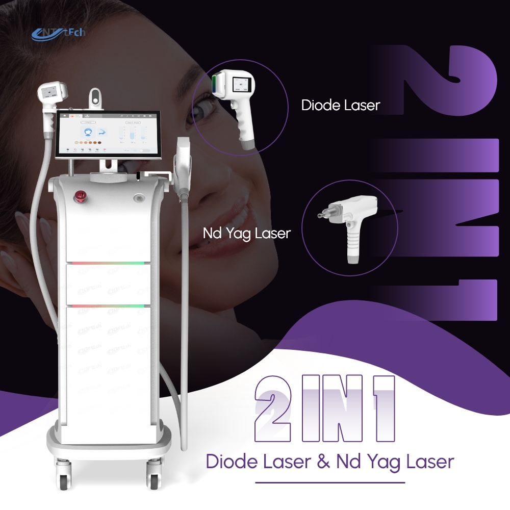 UNTlaser 2 in 1 808nm Diode Laser Nd Yag Laser Hair Removal Tattoo Removal Machine