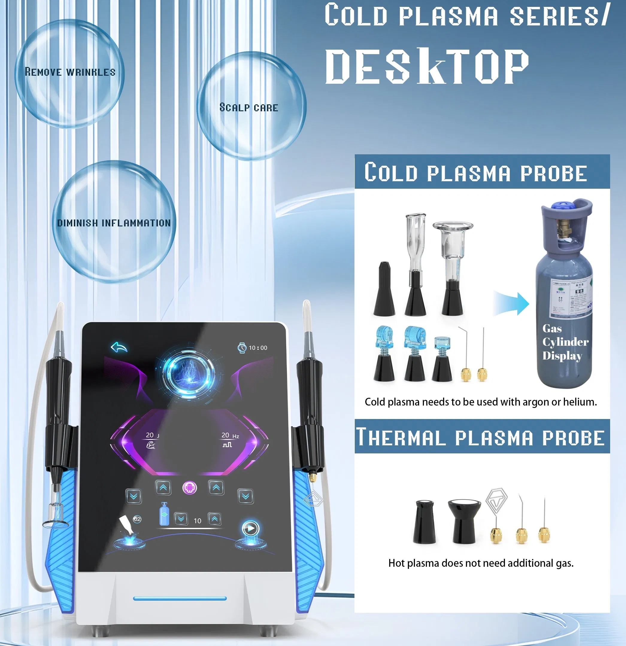 Professional 13 in 1 Beauty Equipment Scalp Treatment Skin Tightening Jet Fibroblast Cold Plasma Machine
