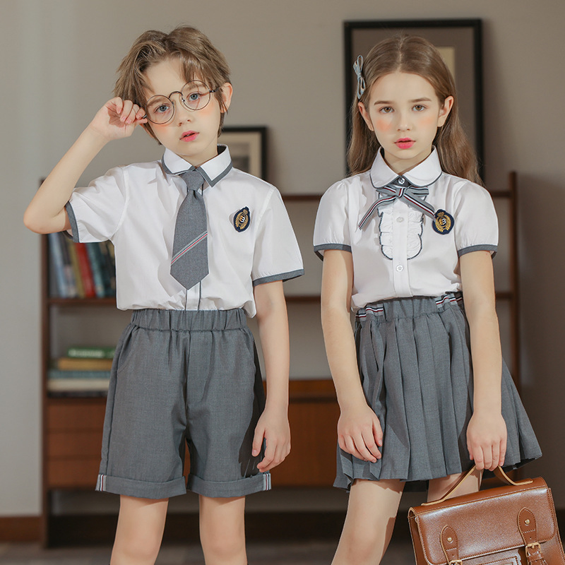 New Summer Elementary School Student Performance Costume Short-Sleeved Shorts Pleated Skirt
