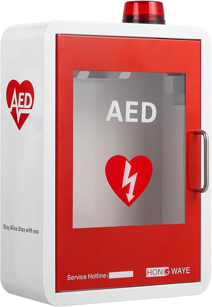 Wall Mount with Alarm &amp; Magnetic Door - Universal Storage for Philipss, Zoll, Defibtech Aeds - Emergency Ready for Office, School, Gym Wall Mounted Aed Cabinet