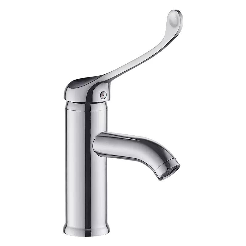Black Medical Grade Long Handle Faucet with Chrome Plated Brass Elbow