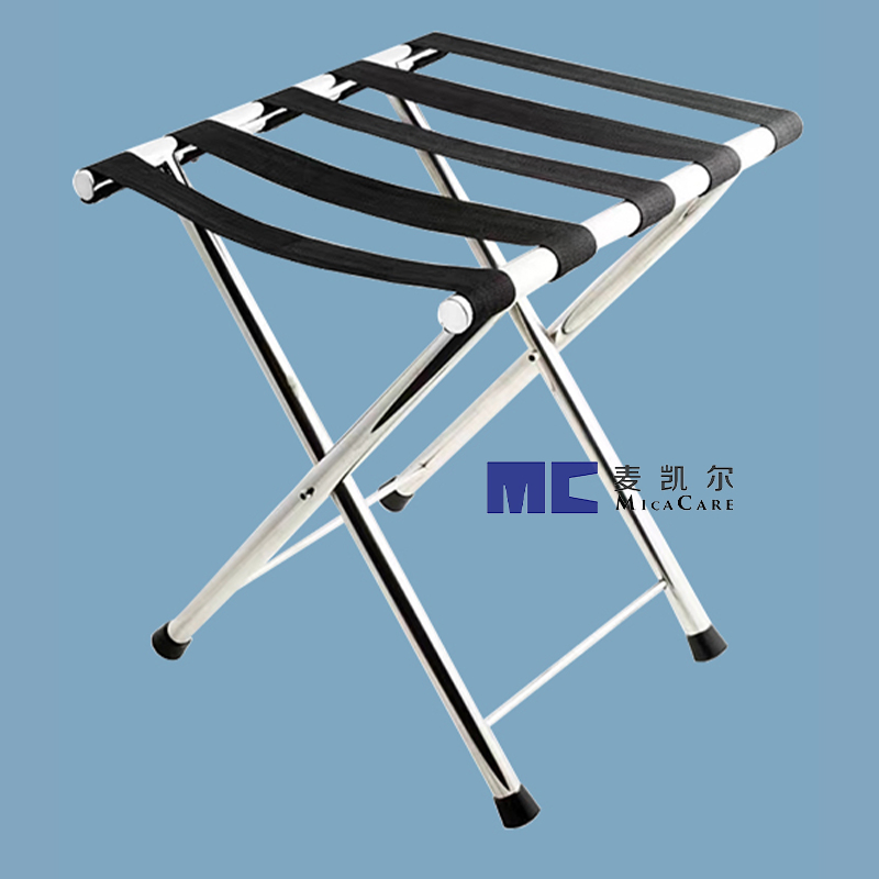 Premium Stainless Steel Folding Luggage Rack with Strong Nylon Straps