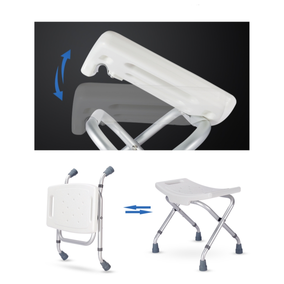 Ergonomic White Bathroom Bench for Seniors and Disabled Individuals