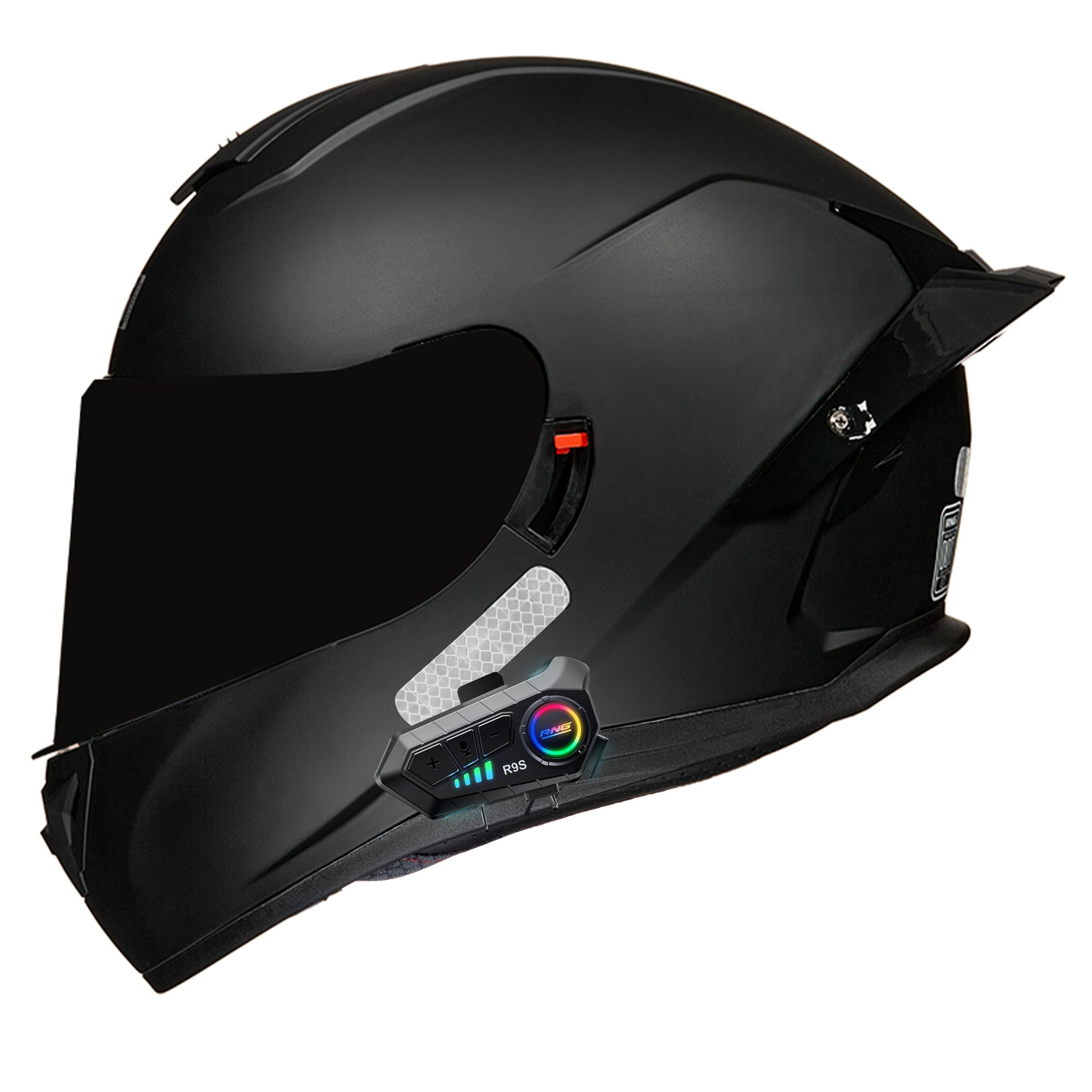 BYB/RNG M-Black Carbon Motorcycle Helmet DOT Approved ABS Casco PARA Moto Kask Helmet Adult Full Face Helmet Blue-Tooth Sport Riding Fashion Safety Helmet