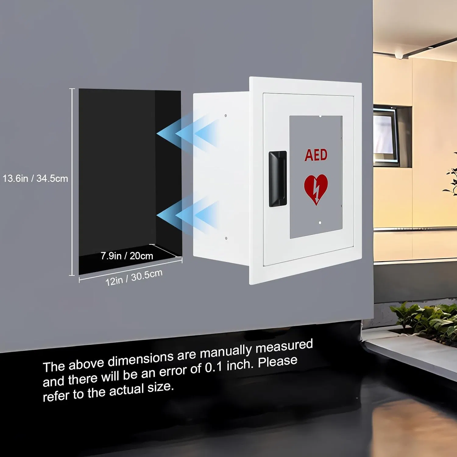 Wall Mount with Alarm &amp; Magnetic Door - Universal Storage for Philipss, Zoll, Defibtech Aeds - Emergency Ready for Office, School, Public Place Aed Housing