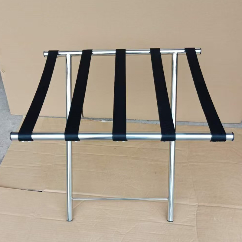 Elegant Chrome Luggage Rack for Hotels, No Assembly Required
