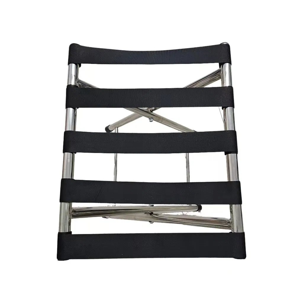 Premium Stainless Steel Folding Luggage Rack with Strong Nylon Straps