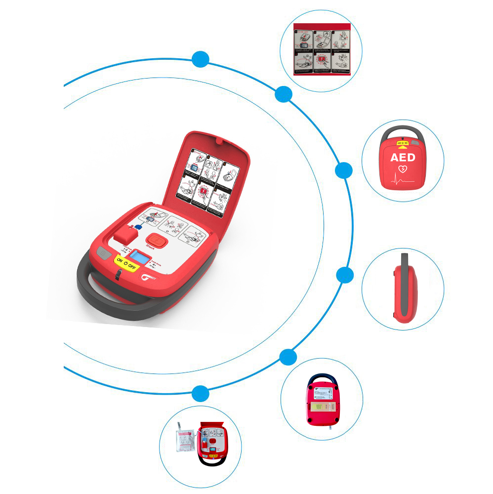 Automatic External Defibrillator (AED) with Voice Guide, Bluetooth, Adult/ Pediatric Compatible Pads