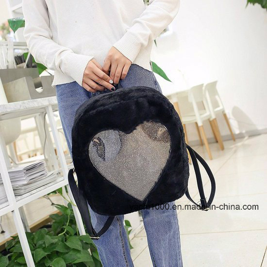 Soft Plush Heart Shape Kid School Lbag