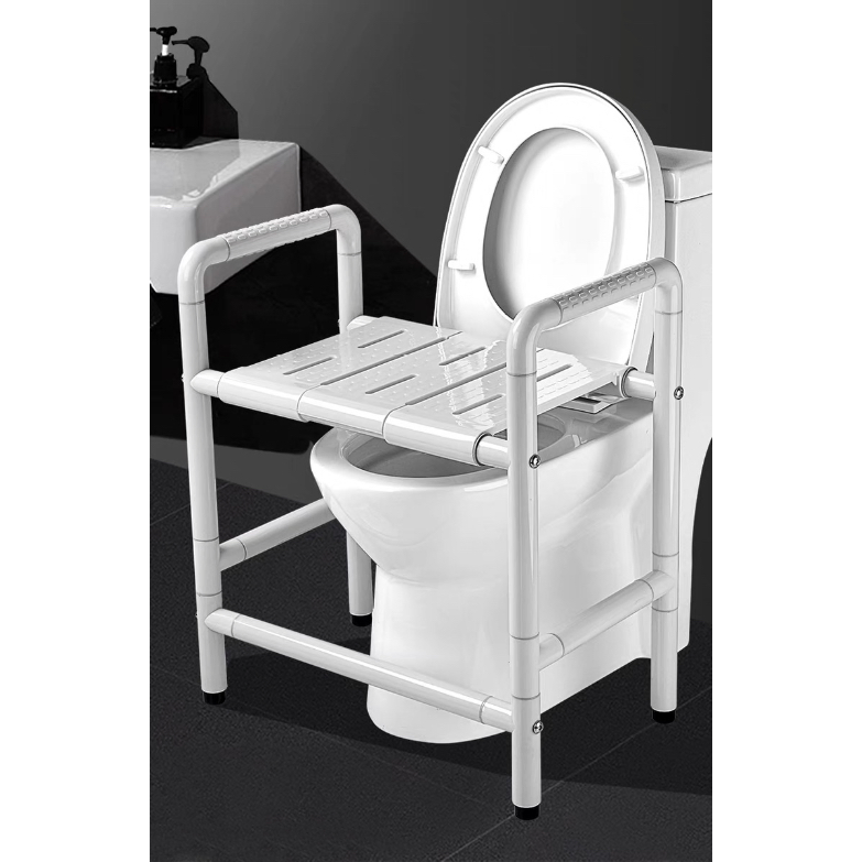 Premium White Mobile Shower Chair with Comfortable Armrests