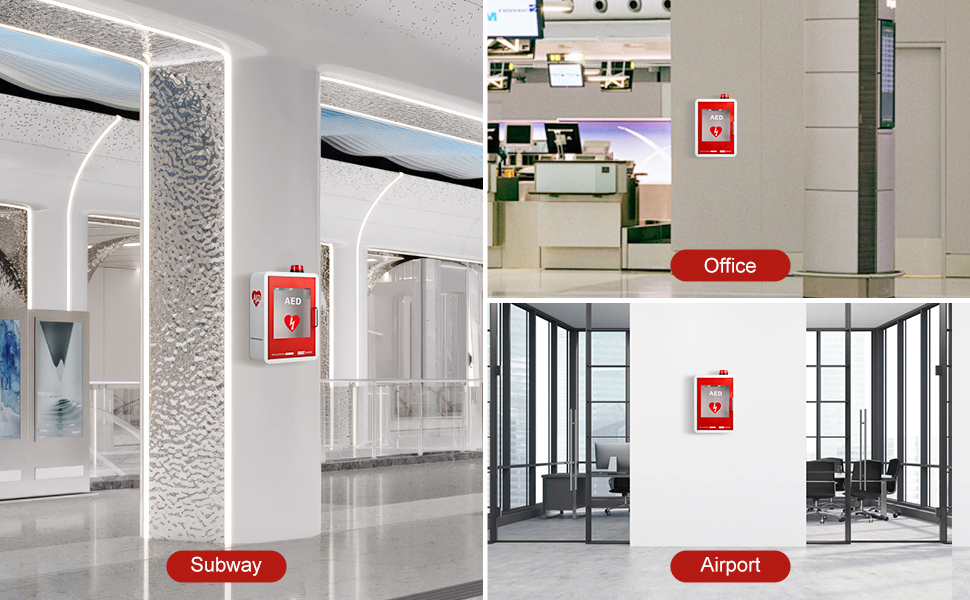 Wall Mount with Alarm &amp; Magnetic Door - Universal Storage for Philipss, Zoll, Defibtech Aeds - Emergency Ready for Office School Price for Outdoor Aed Enclosure