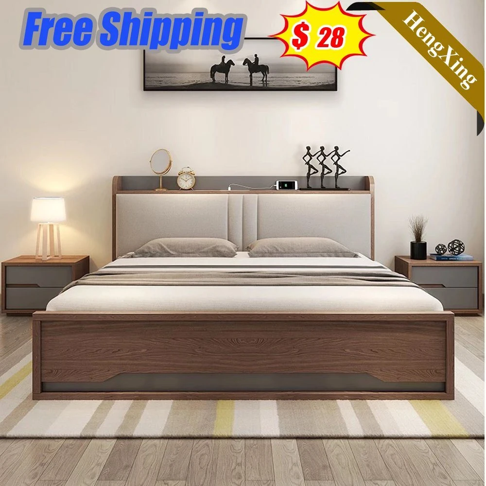 Wooden Used Home Hotel Bedroom Furniture Set Mattresses MDF Double Single Adult King Bed