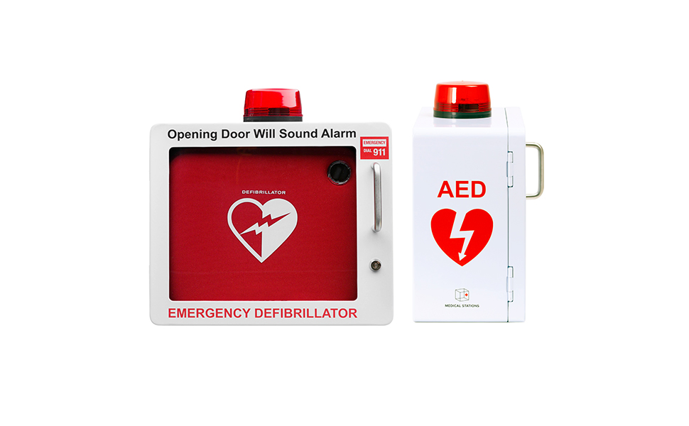 Public Access &amp; Workplace Safety Tamper-Proof Audio Alarm Break Glass Steel, Stainless Steel, Aluminum Powder Coated Weatherproof Visual Aed Alarm Cabinet