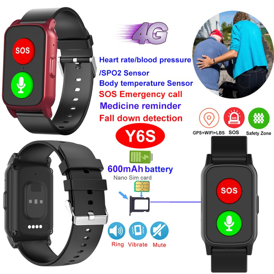 China factory 4G IP67 waterproof Senior healthcare smart bracelet GPS tracker with fall down detection Y6S