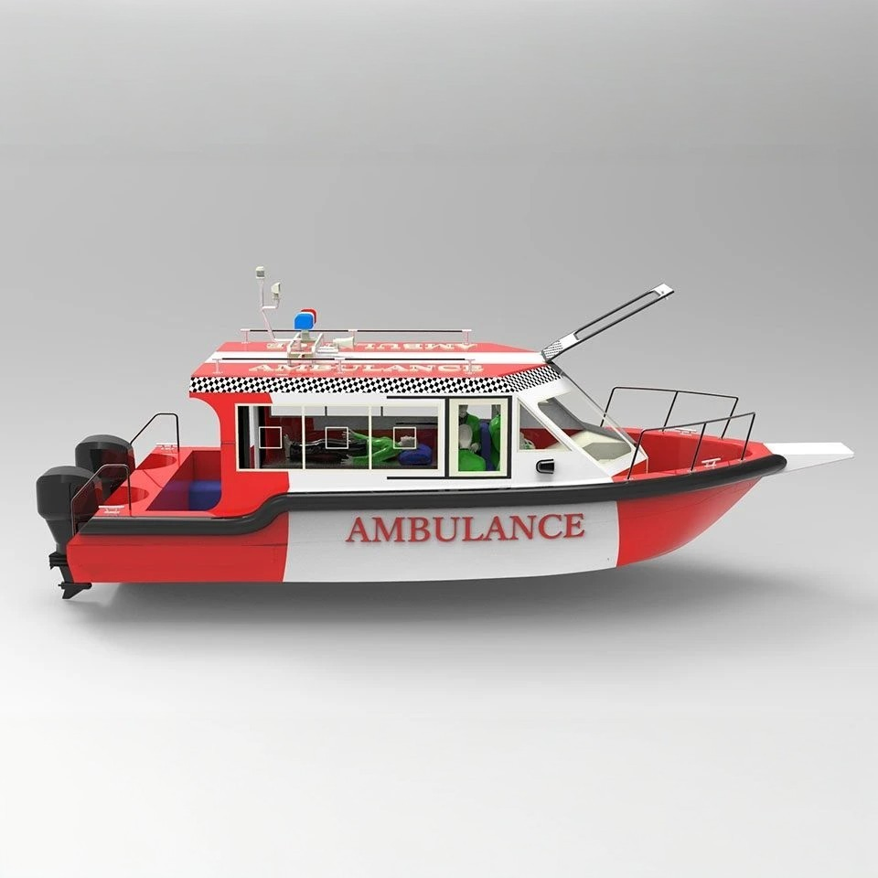 26FT 8m Aluminum Water Hospital Rescue Ambulance Boat for Sale