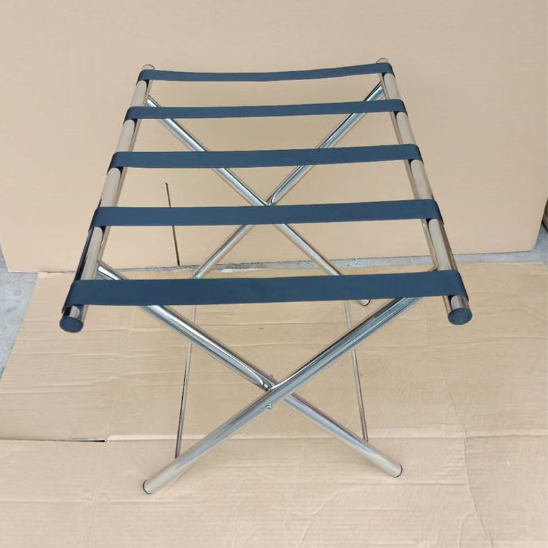 Elegant Chrome Luggage Rack for Hotels, No Assembly Required