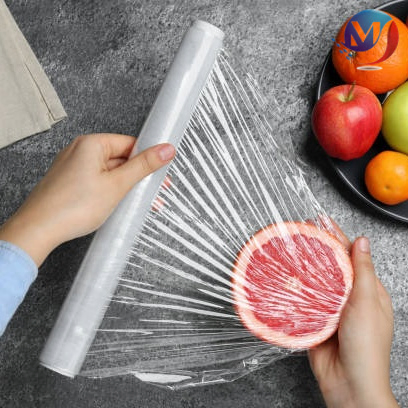 Food Grade PVC Food Cling Film High Quality Clear Transparent Waterproof Soft Plastic Jumbo Roll Wrapping Stretch Film Packing Material for Food Packaging