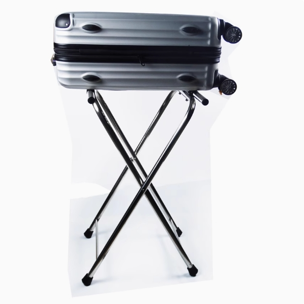 Premium Stainless Steel Folding Luggage Rack with Strong Nylon Straps