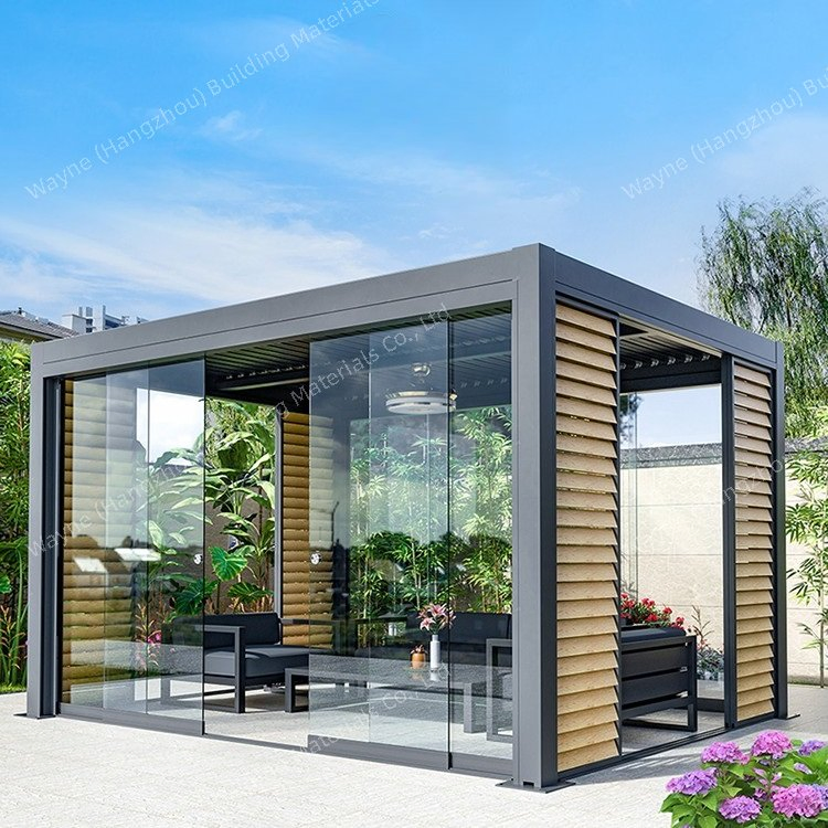 Outdoor Water Proof Pergola Roof Aluminium Pergola Kit Bioclimatic Aluminum Louvre Pergola